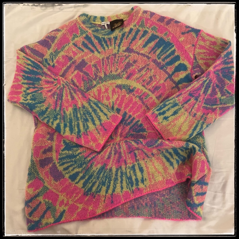 Loewe Paula’s Ibiza Mohair Blend Neon Spiral Sweater Made in Italy